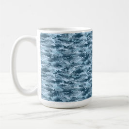 Taza De Café Patrón de camuflaje pixelado militar azul