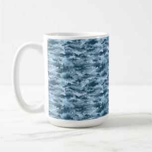 Taza De Café Patrón de camuflaje pixelado militar azul
