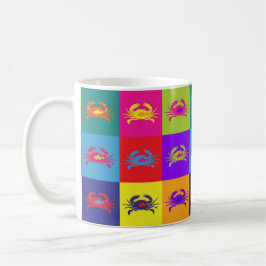 Taza De Café Patrón de cangrejo de arte pop colorido