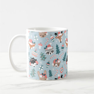 Taza De Café Patrón de caras animales de los Navidades de Woodl