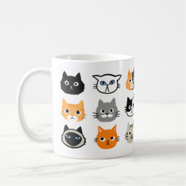 Taza De Café Patrón de caras de gato | Guay Kitty Cat Lover