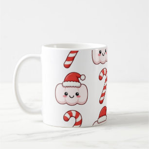 Taza De Café Patrón de Caras de Malvavisco Kawaii