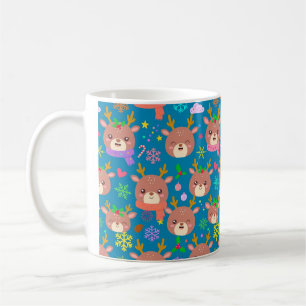 Taza De Café Patrón de caras de renos Kawaii