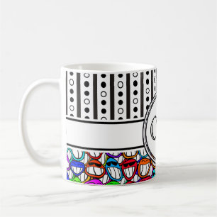 Taza De Café Patrón de caras sonrientes de Guay I + su monogram