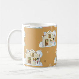 Taza De Café Patrón de Casa de Navidad - Fondo Marrón 