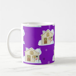 Taza De Café Patrón de Casa de Navidad - Fondo Púrpura 