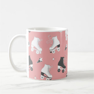 Taza De Café Patrón de cassette de patines de rodillos.