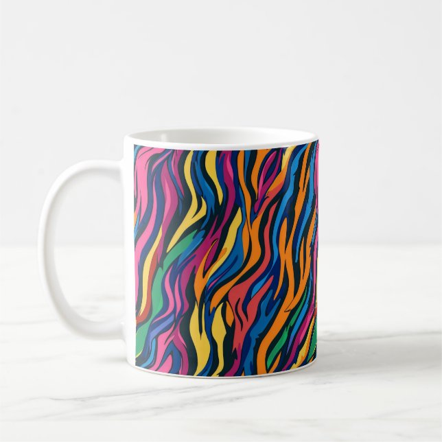 Taza De Café Patrón de cebra arco iris abstracto (Izquierda)