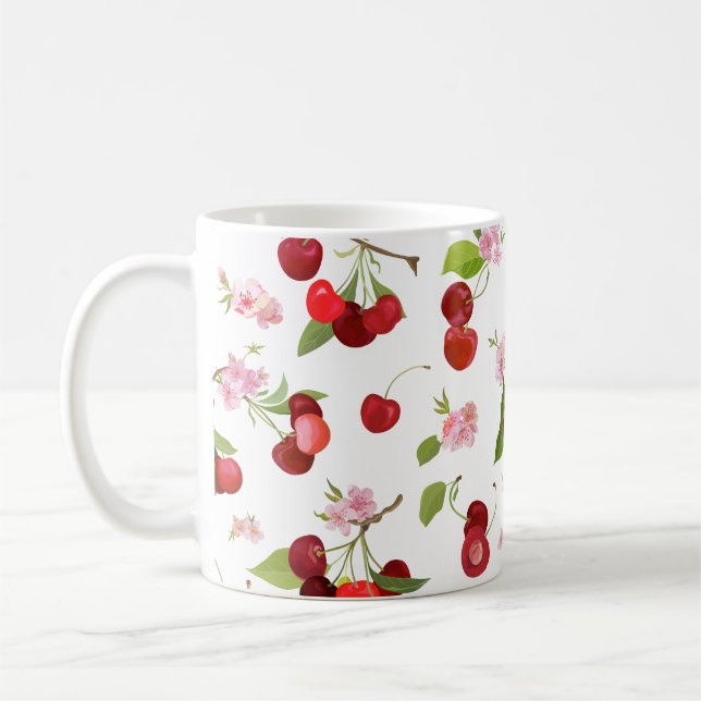 Taza De Café Patrón de cerezas 1 (Izquierda)