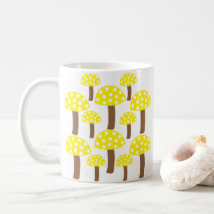 Taza De Café Patrón de Champiñones Amarillos