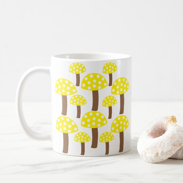 Taza De Café Patrón de Champiñones Amarillos (Con donut)