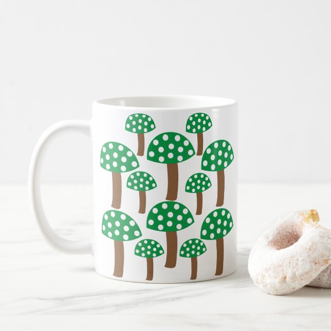Taza De Café Patrón de Champiñones Verdes (Con donut)