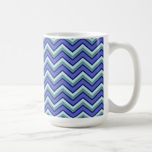 Taza De Café Patrón de cheurón de zafiro azul