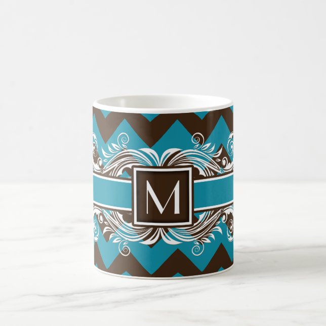 Taza De Café Patrón de cheurón geométrico monogramado de moda (Centro)