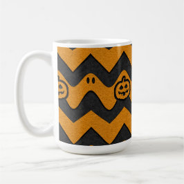 Taza De Café Patrón de Chevron de Halloween con fantasmas y cal