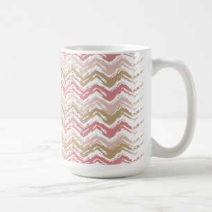 Taza De Café Patrón de Chevron de ZigZag con especias corales
