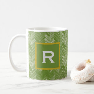 Taza De Café Patrón de Chevron Herringbone Verde Bosque Persona