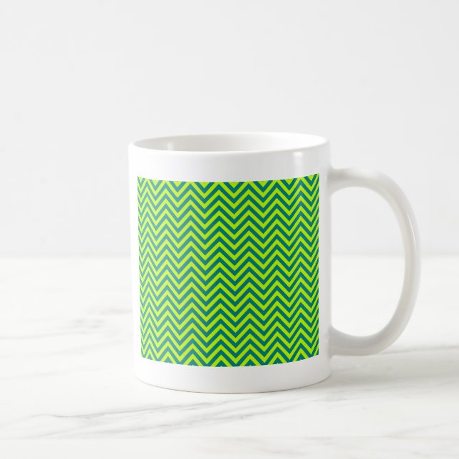 Taza De Café Patrón De Chevron Verde verde azulado Y Lime (Derecha)