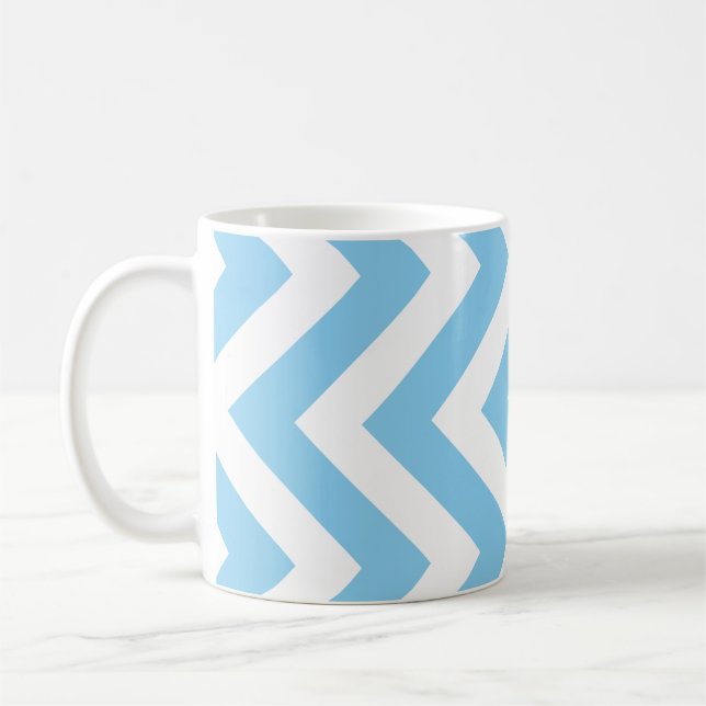 Taza De Café Patrón de Chevron vertical grande azul y blanco (Izquierda)