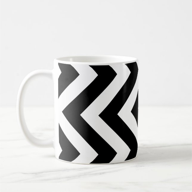 Taza De Café Patrón de Chevron vertical grande negro y blanco (Izquierda)