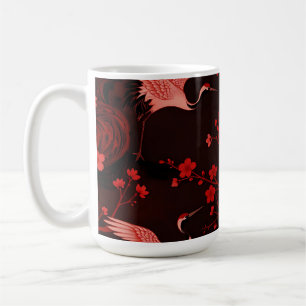 Taza De Café Patrón de chinoiserie de flor de cerezo de grulla