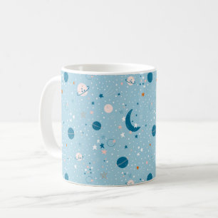 Taza De Café Patrón de cielo azul y espacio