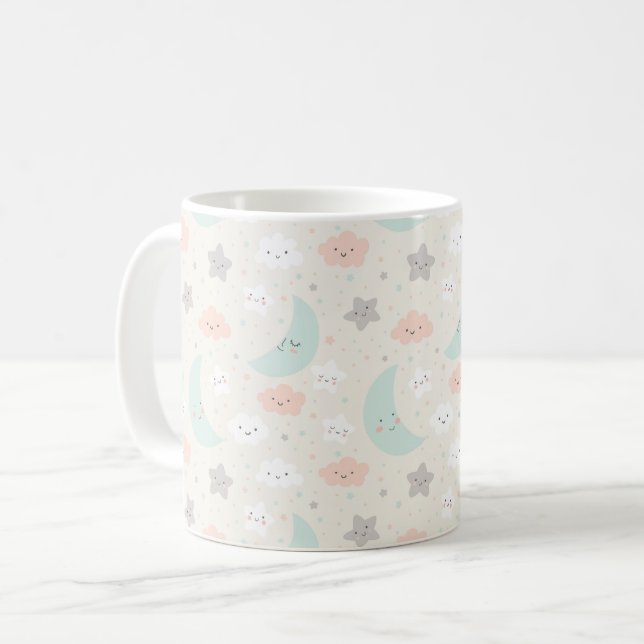 Taza De Café Patrón de cielo dulce sonriente Pastel (Anverso izquierdo)