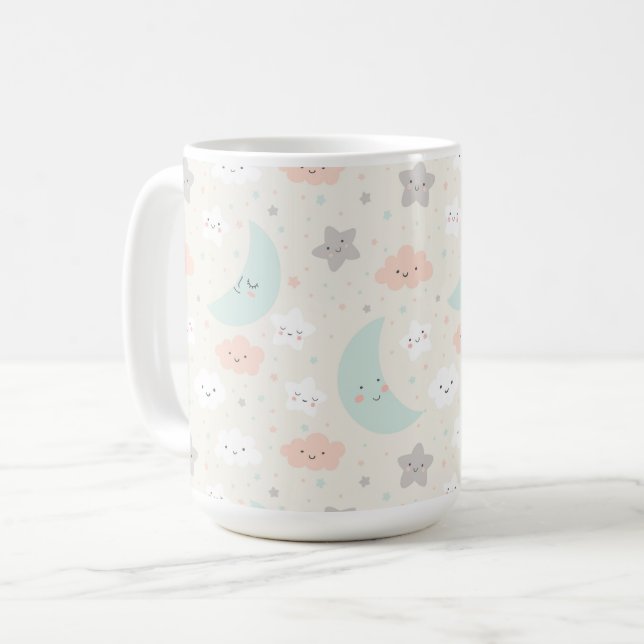 Taza De Café Patrón de cielo dulce sonriente Pastel (Anverso izquierdo)