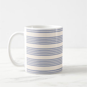 Taza De Café Patrón de cinco rayas azul-gris y beige