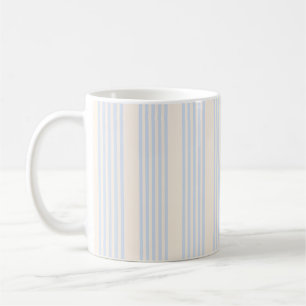 Taza De Café Patrón de cinco rayas azul pálido y beige