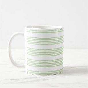 Taza De Café Patrón de cinco rayas verde claro y blanco