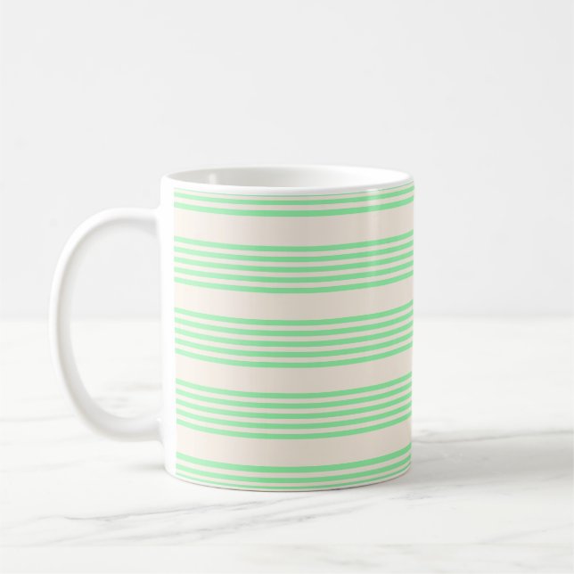 Taza De Café Patrón de cinco rayas verde y beige (Izquierda)