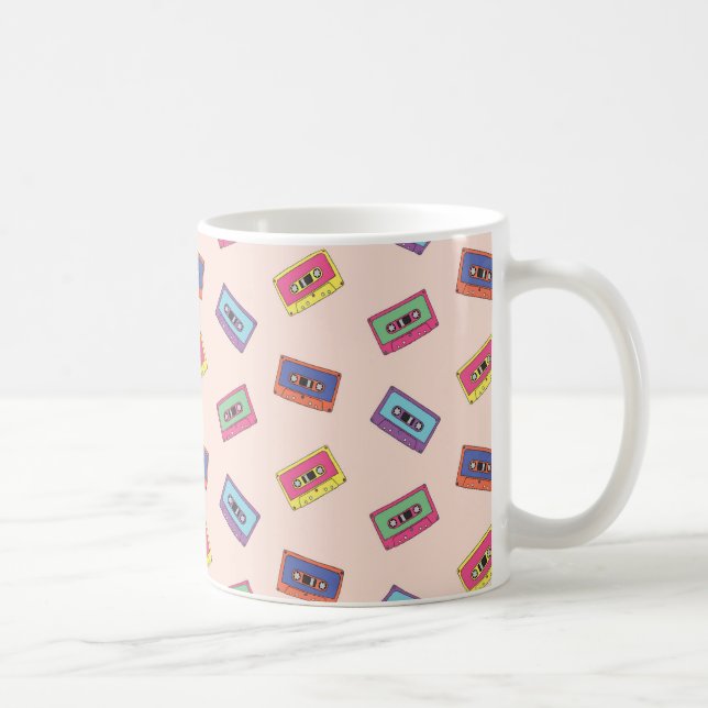 Taza De Café Patrón de cinta de audio retro neón (Derecha)