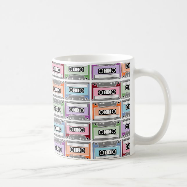 Taza De Café Patrón de cintas de casete Pastel Retro (Derecha)