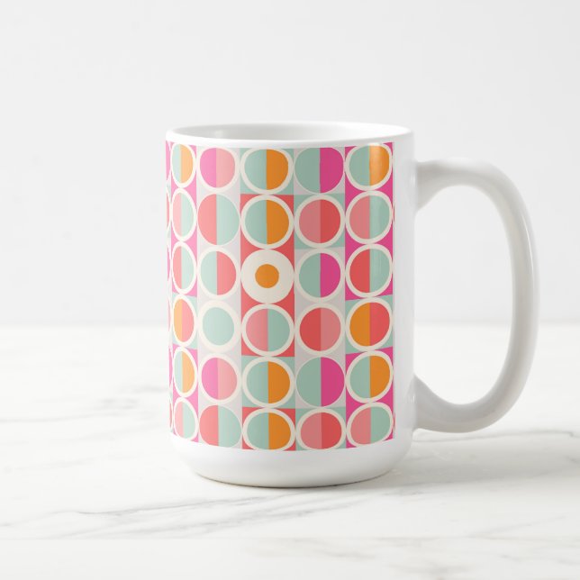 Taza De Café Patrón de círculo retro rosado caliente (Derecha)
