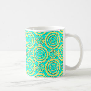 Taza De Café Patrón de Círculos Geométricos Amarillo y Verde Me