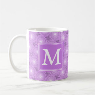 Taza De Café Patrón de círculos púrpura de lilo monograma
