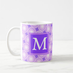 Taza De Café Patrón de círculos púrpura de monograma