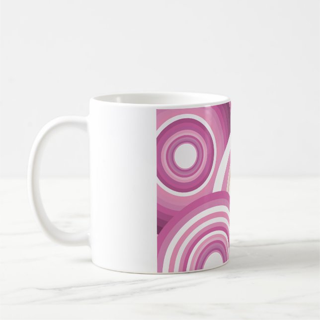 Taza De Café Patrón de círculos retro rosados (Izquierda)