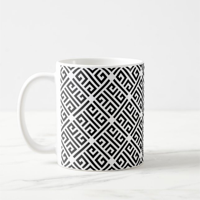 Taza De Café Patrón de clave griega de significación en blanco  (Izquierda)