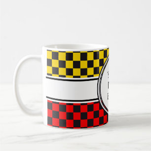 Taza De Café Patrón de coche de Carreras + tu fondo y texto