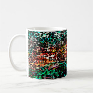 Taza De Café Patrón de cocodrilo y leopardo con abstra colorida