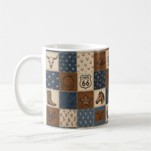 Taza De Café Patrón de colcha de patchwork occidental vintage