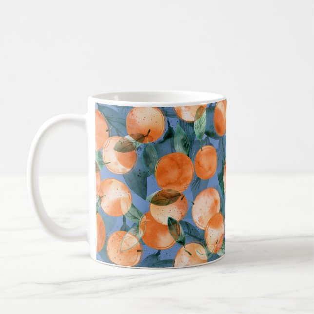 Taza De Café Patrón de color de agua de Naranjas jugosos (Izquierda)