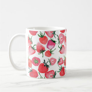 Taza De Café Patrón de color de agua Juicy Red Strawberries