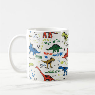 Taza De Café patrón de color gráfico de los dinosaurios diverti