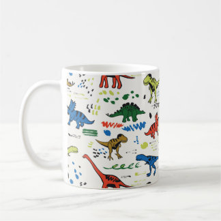 Taza De Café patrón de color gráfico de los dinosaurios diverti
