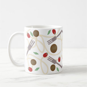 Taza De Café Patrón de comida de espaguetis y albóndigas fresca