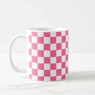Taza De Café Patrón de comprobación de color blanco rosado