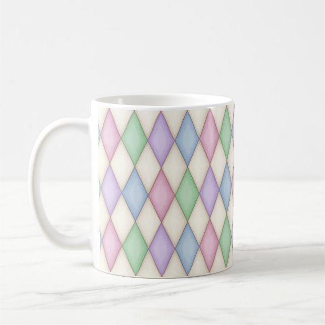 Taza De Café Patrón de comprobación de diamantes de Harlequin c (Izquierda)